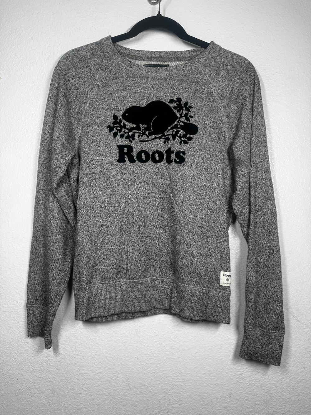 Roots Beaver Crew Neck Pullover Sweatshirt Gray Sz XS